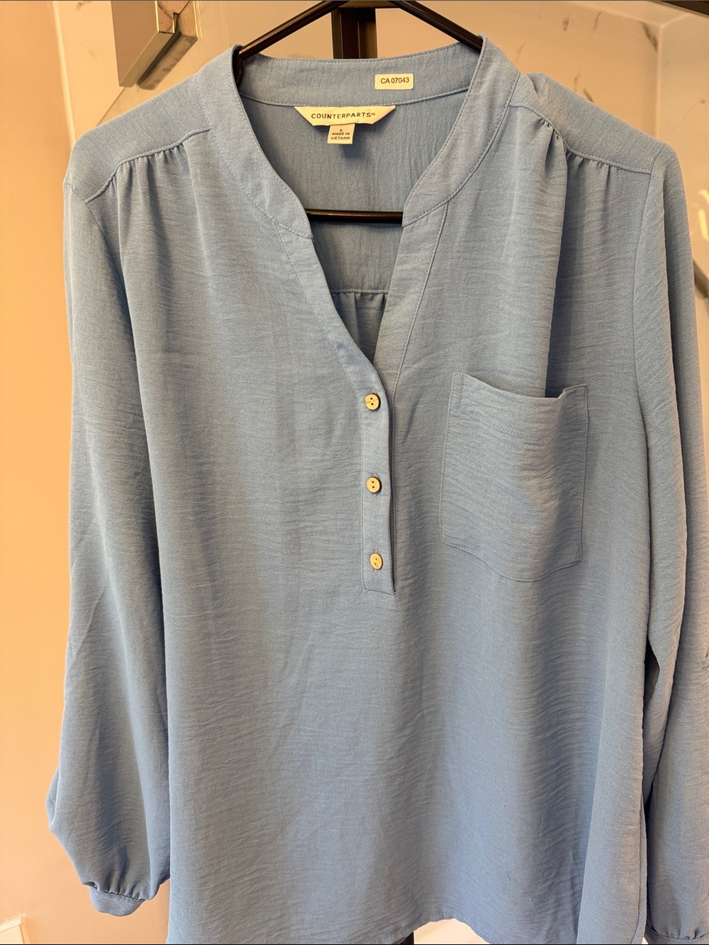 Counterparts Sky Blue V-Neck Button Front Tunic
